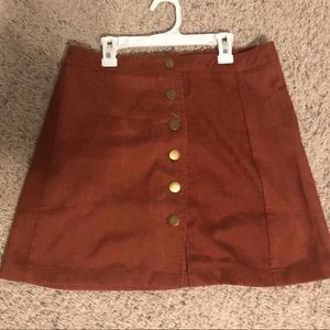 Burnt orange button up ribbed skirt